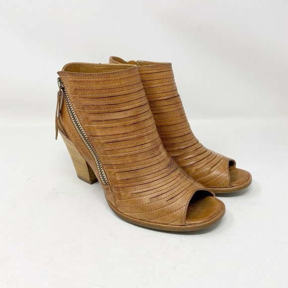 Paul Green Shoes - Paul Green Cayanne Leather Cut Out Booties US 7 Brown Peep Toe UK 4.5